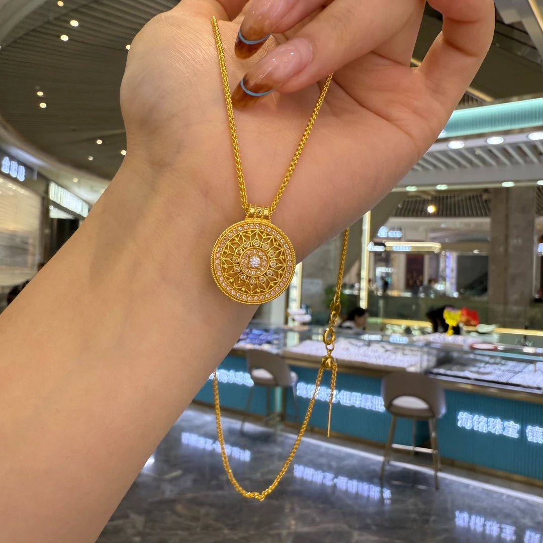（开业福利）18k金白贝八宝罗盘（不含链）
