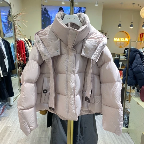 麦寻冬季新款针织可脱卸帽短款加厚保暖羽绒服yrszs26z