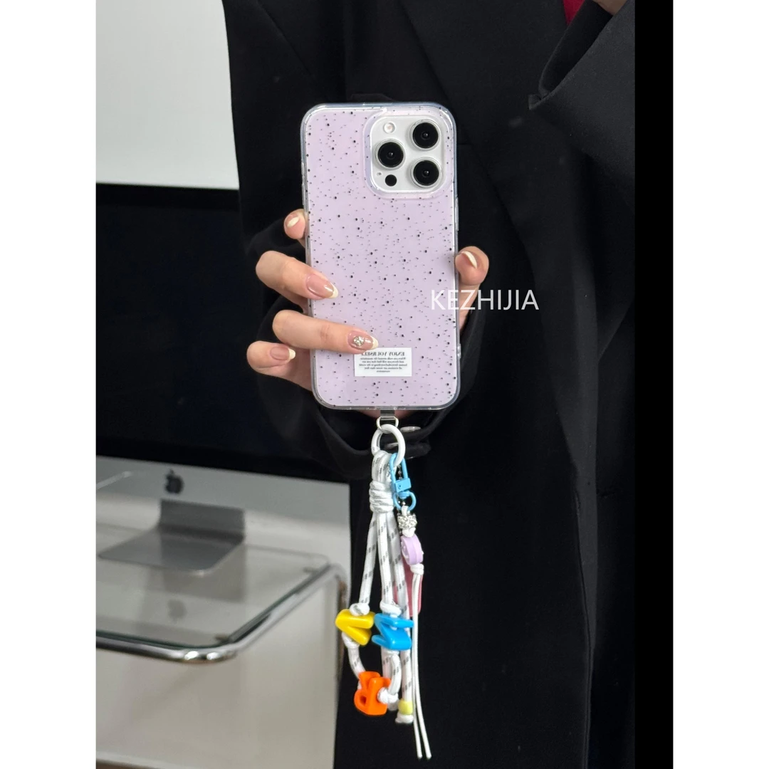 【壳之】高级简约泼墨浅紫底适用苹果16/15/14/13promax小众手机壳