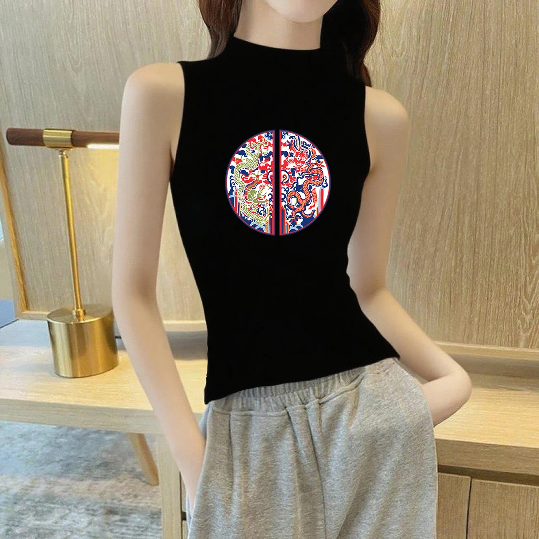 早秋莫代尔冰丝国风无袖背心女百搭夏修身显瘦新中式内搭打底t恤