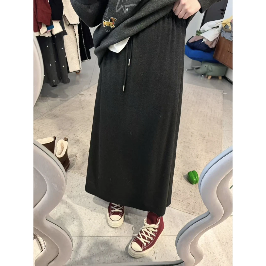 晶咕【糯糯半裙】慵懒风垂感百搭松紧腰半身裙