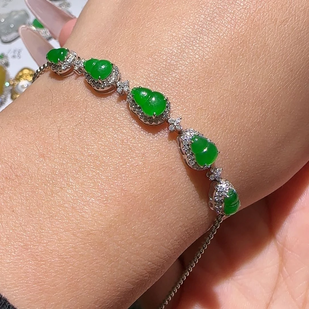 【闪购商品】18K金镶嵌手链翡翠爱****蟹天然