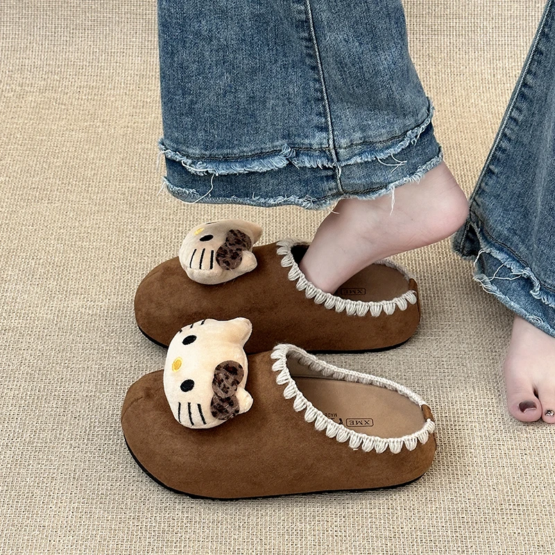 可爱卡通包头拖百搭休闲拖鞋女2025夏秋季新外穿款休闲荷叶边