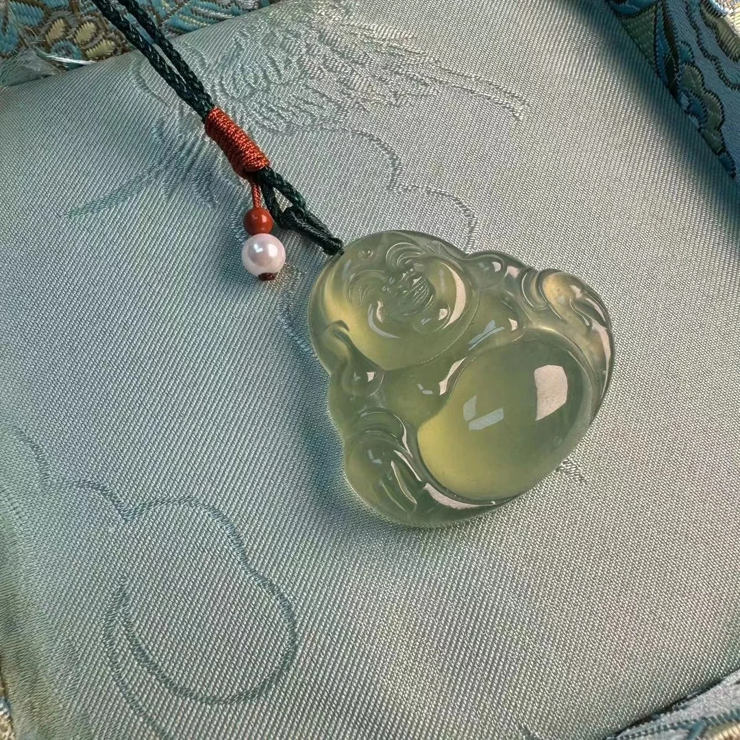 正色湖水绿大肚佛 笑口常开 天然岫玉早秋百搭