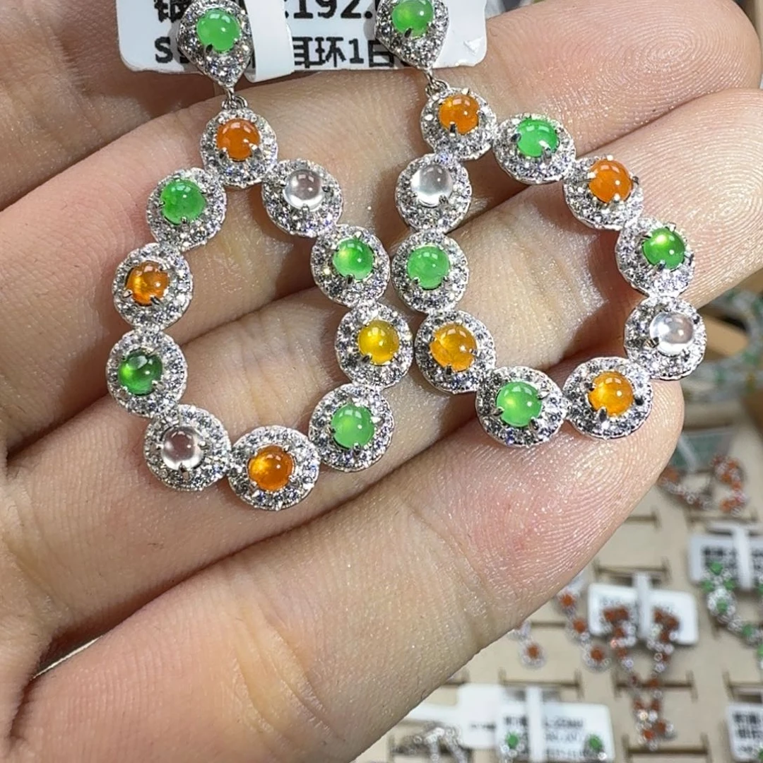 翡翠银S925镶嵌戒指天然缅甸翡翠A货