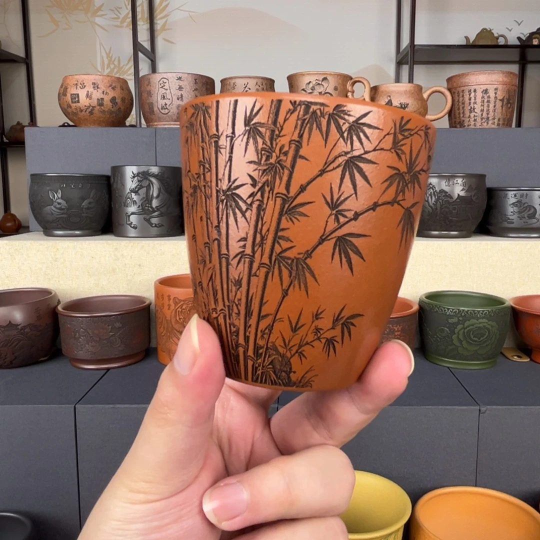 茶杯紫砂紫砂主人杯。手工制作