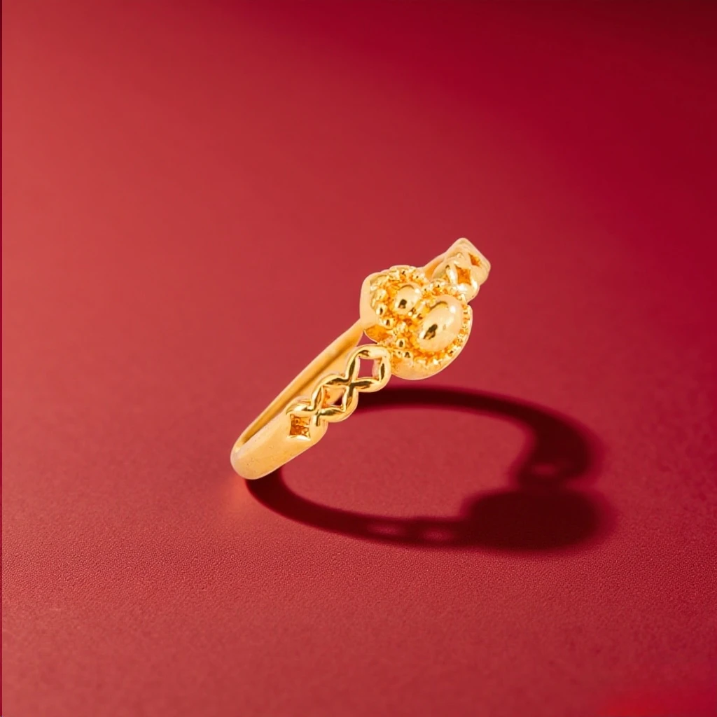 【顺丰配送 明天到家】葫芦戒指1.5g 必戴戒指70-200斤适戴百搭时尚款饰品可戴漂亮情人节必送礼物 铜合金TZ