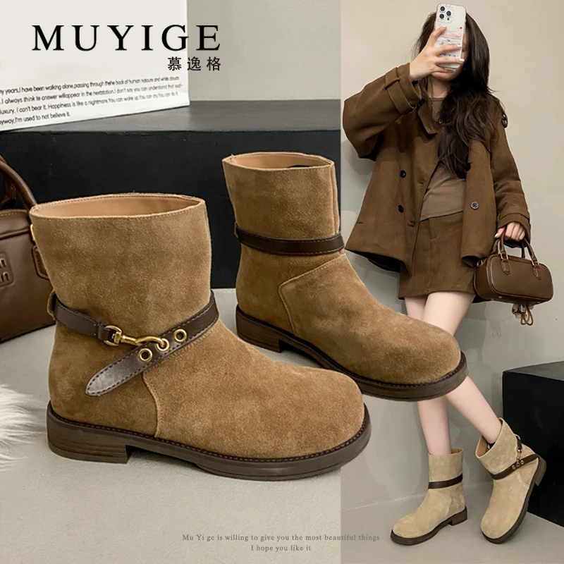 时装靴粗跟时尚短靴厚底小个子高级感女鞋2025年秋冬英伦风马丁靴