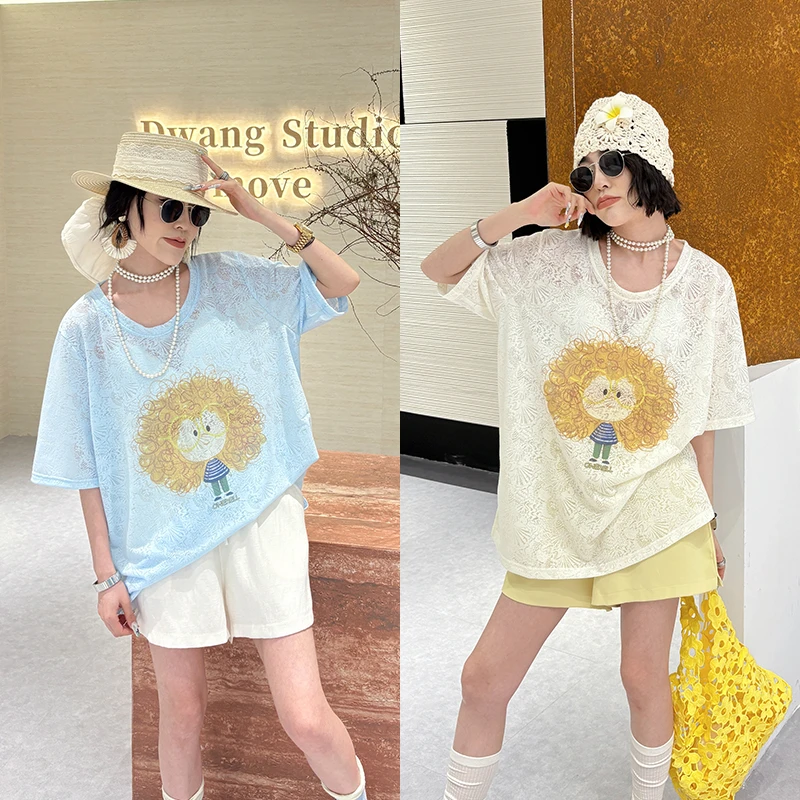 大码女装圆领短袖T恤宽松240斤胖妹妹遮肚子显瘦半袖上衣夏季薄款