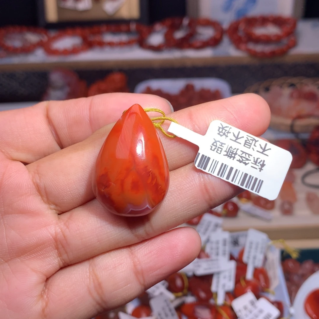 褪***素南红玛瑙未镶嵌珠宝半成品吊坠8