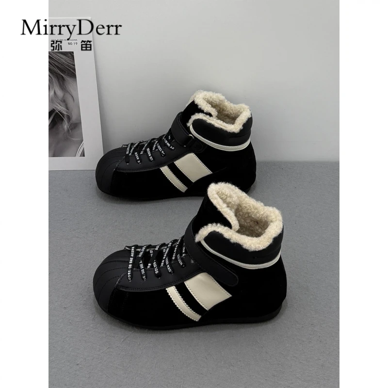 高端加绒高帮鞋女2025秋冬新款爆款平底休闲板鞋加绒保暖阿甘棉鞋