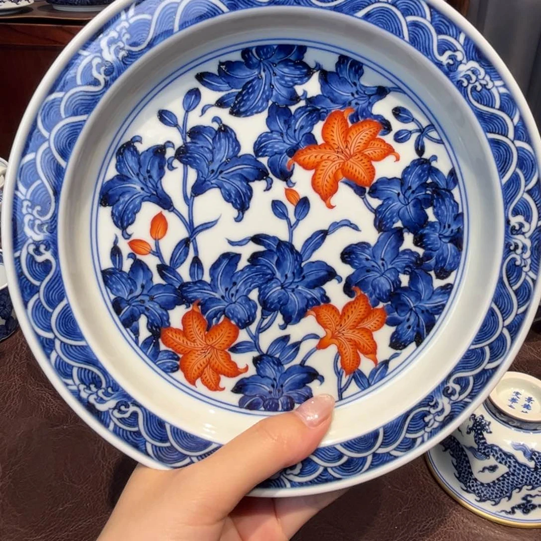 青花雯华堂手绘壶承