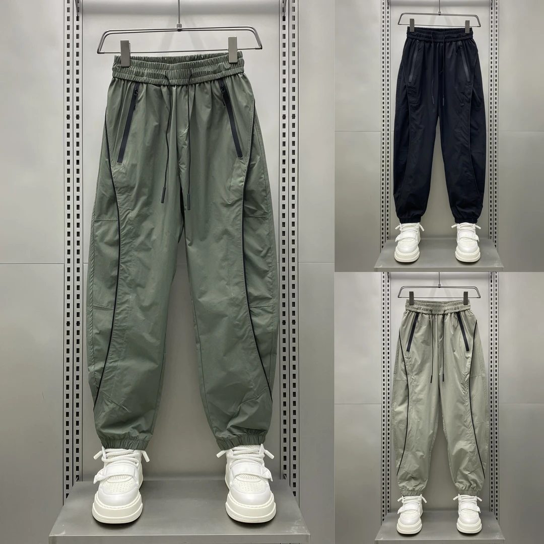 2025春夏季新款束脚工装裤男速干透气休闲裤痞帅抽绳时尚百搭宽松