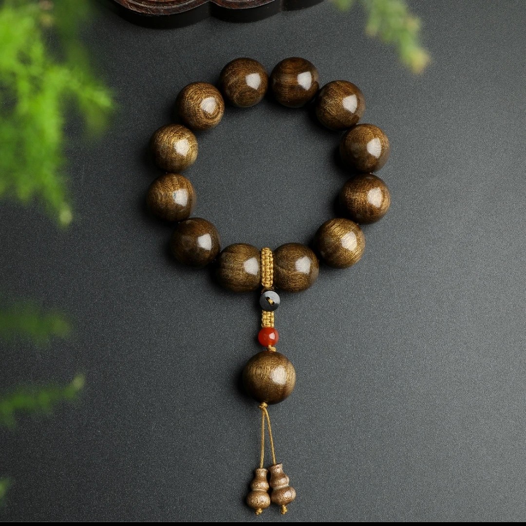 乌金料金丝楠DIY手串--珠径约20mm【T0033】