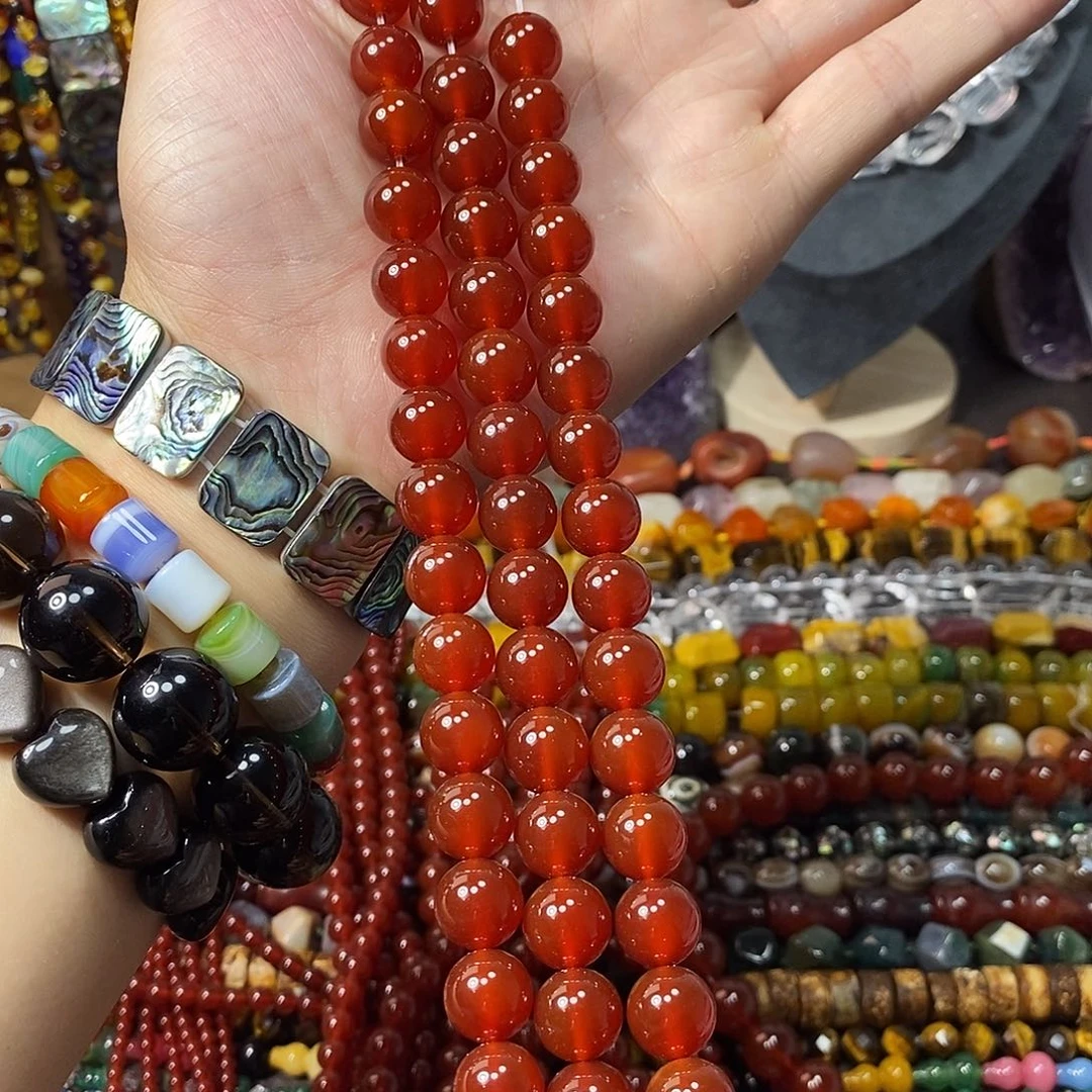 石英质玉未镶嵌，A品红玛瑙12mm，