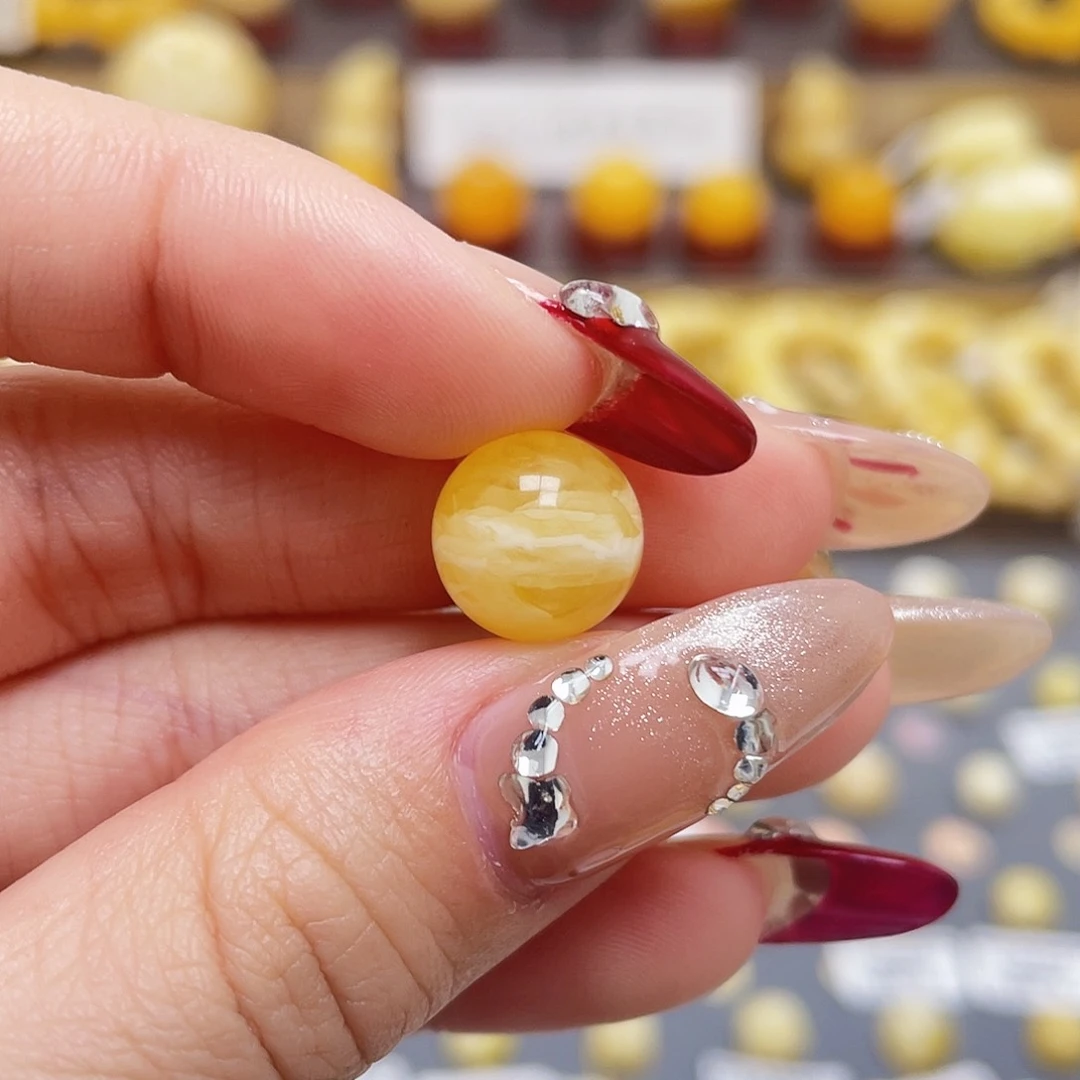 琥珀裸石未镶嵌蜜蜡圆珠11.3mm微瑕