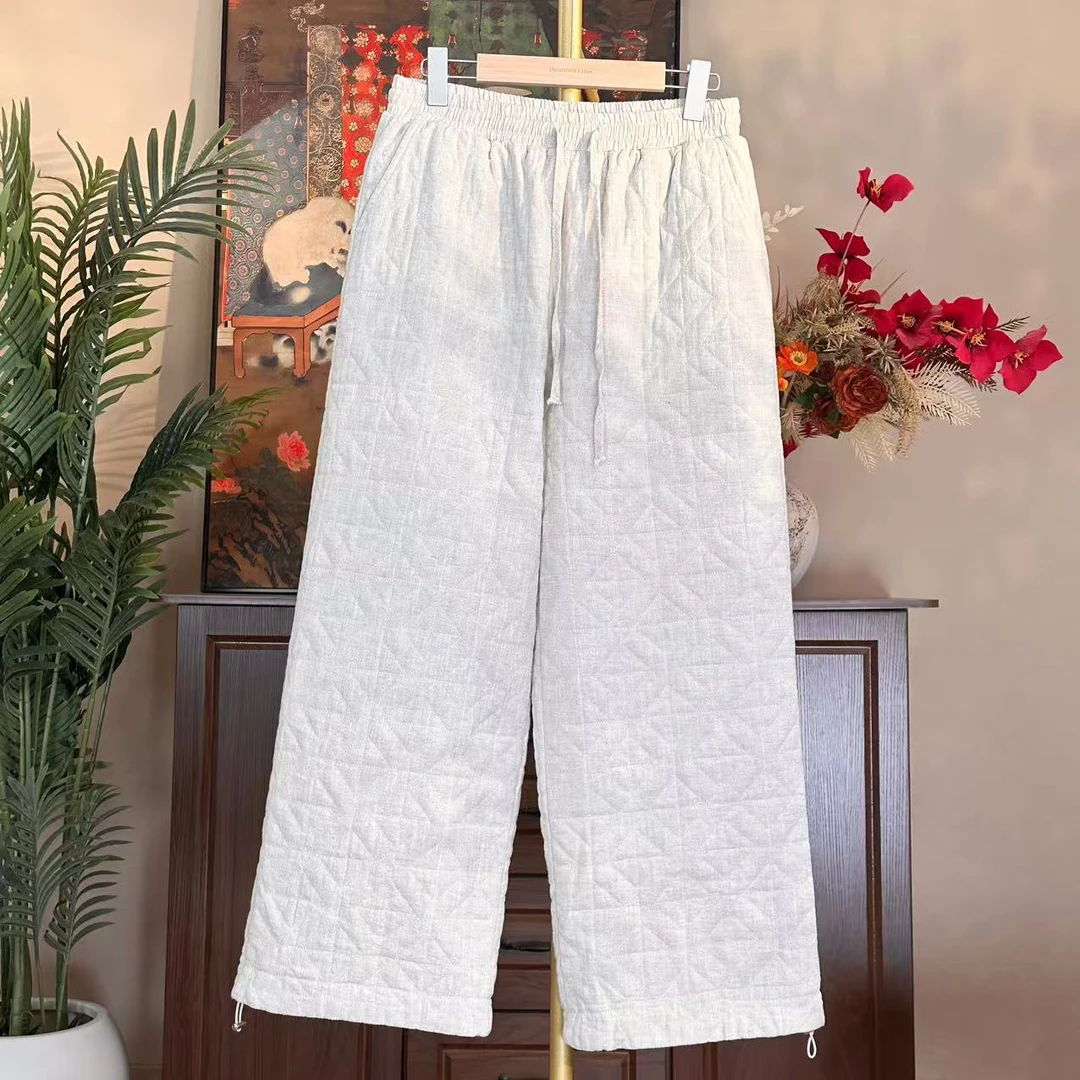 MM7088萌萌设计师女装秋冬复古百搭夹棉阔腿裤（裤长97 臀围118）