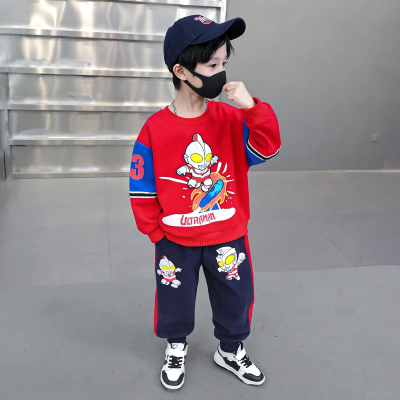 奥特曼衣服男童秋冬装套装新款儿童装男宝加绒炸街卫衣痞帅气男孩