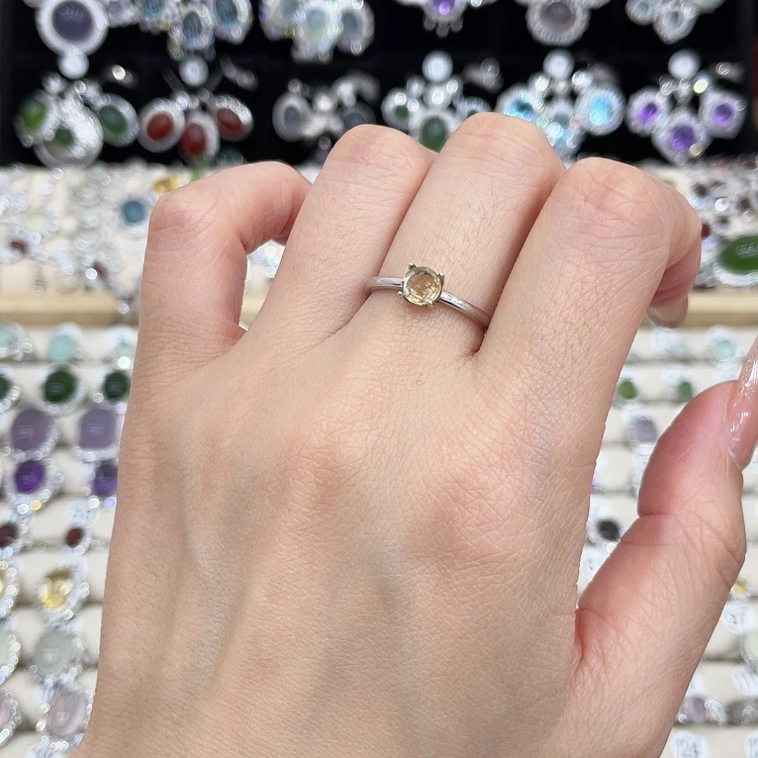 戒指黄晶银S925镶嵌