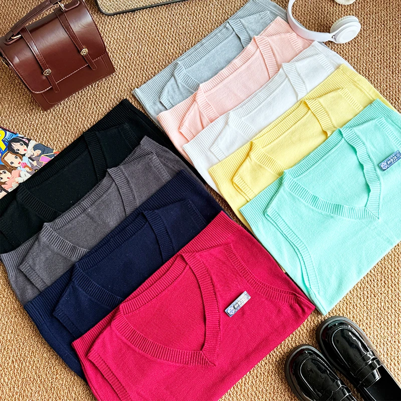 初雪原创jk马甲背心v领套头正版针织毛衣日系学院校供甜美百搭款