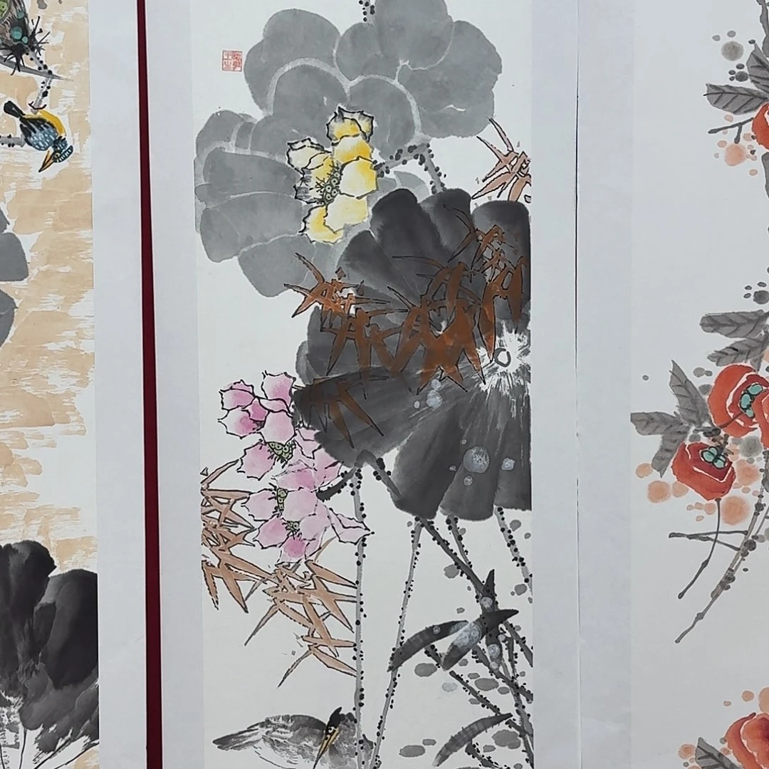 国画四尺对开手绘作品展示