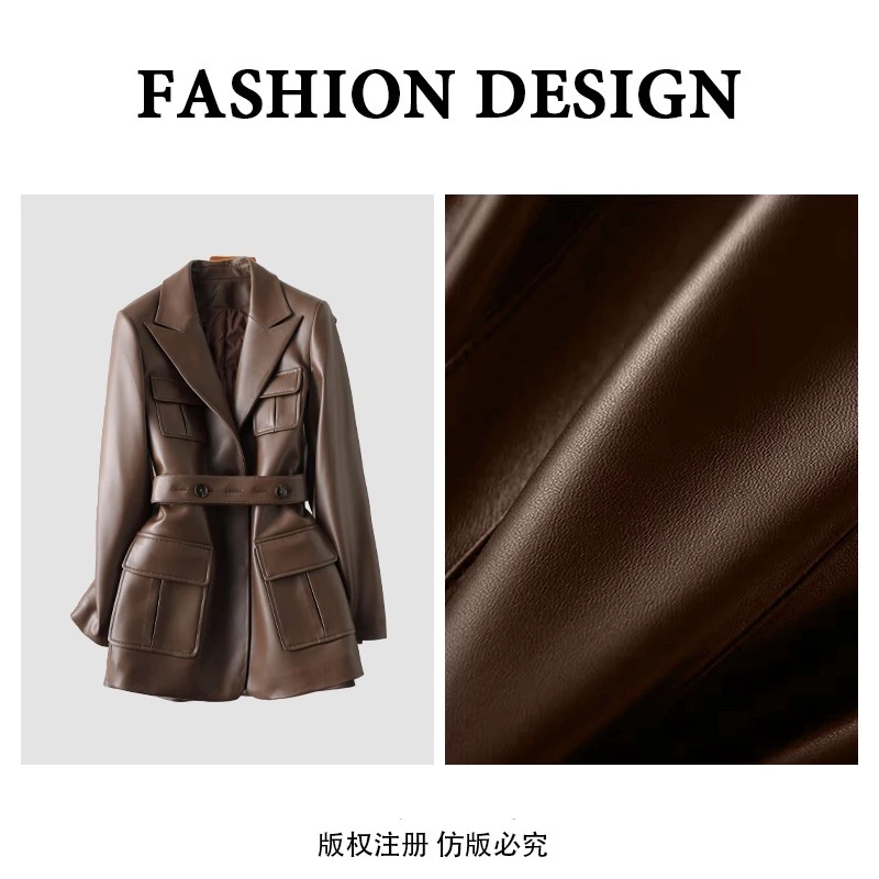 【新款~桑蚕丝加厚~显瘦款】小羊皮皮衣外套女