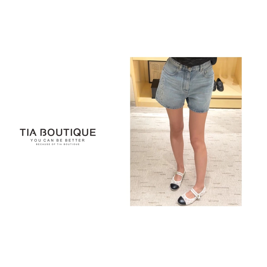 【沙滩jennie牛仔短裤】coco beach 系列字母刺绣蓝牛仔短裤KZ0070