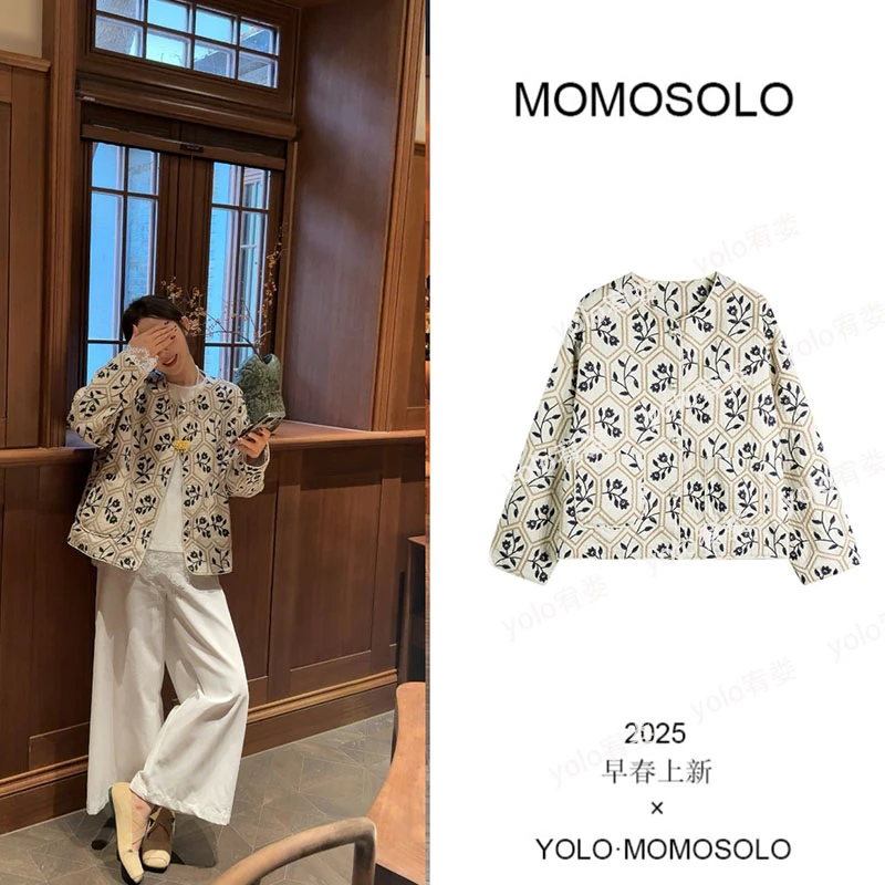 MOMOSOLO•花枝•满院春色重工刺绣时尚休闲女外套刺绣百搭春YM1125