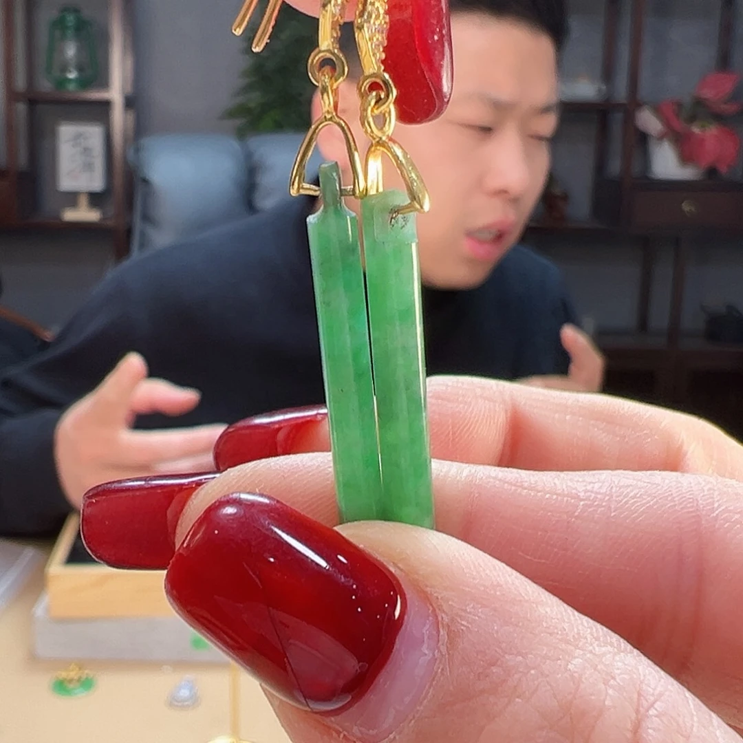 翡翠耳饰银S925镶嵌耳环