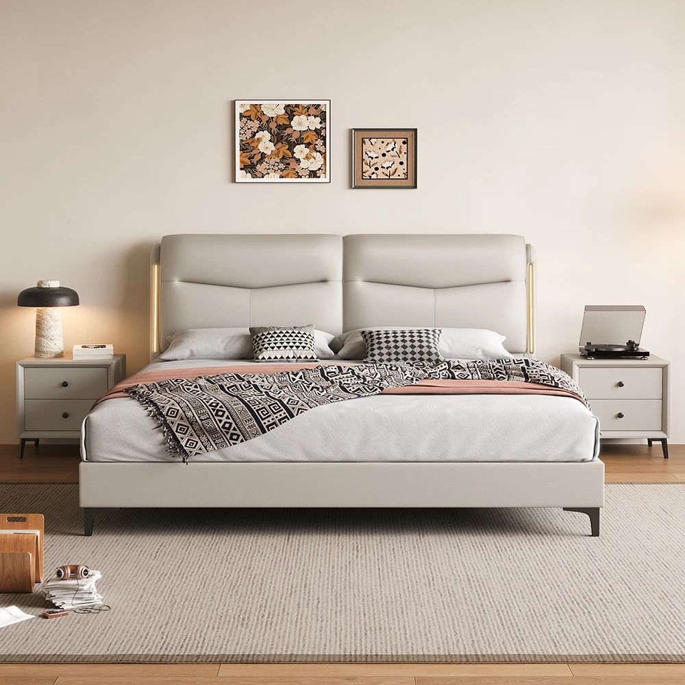 【喜笑颜开】顶好麦品质家具主卧大床1.8米*2.0米储物高箱软包床