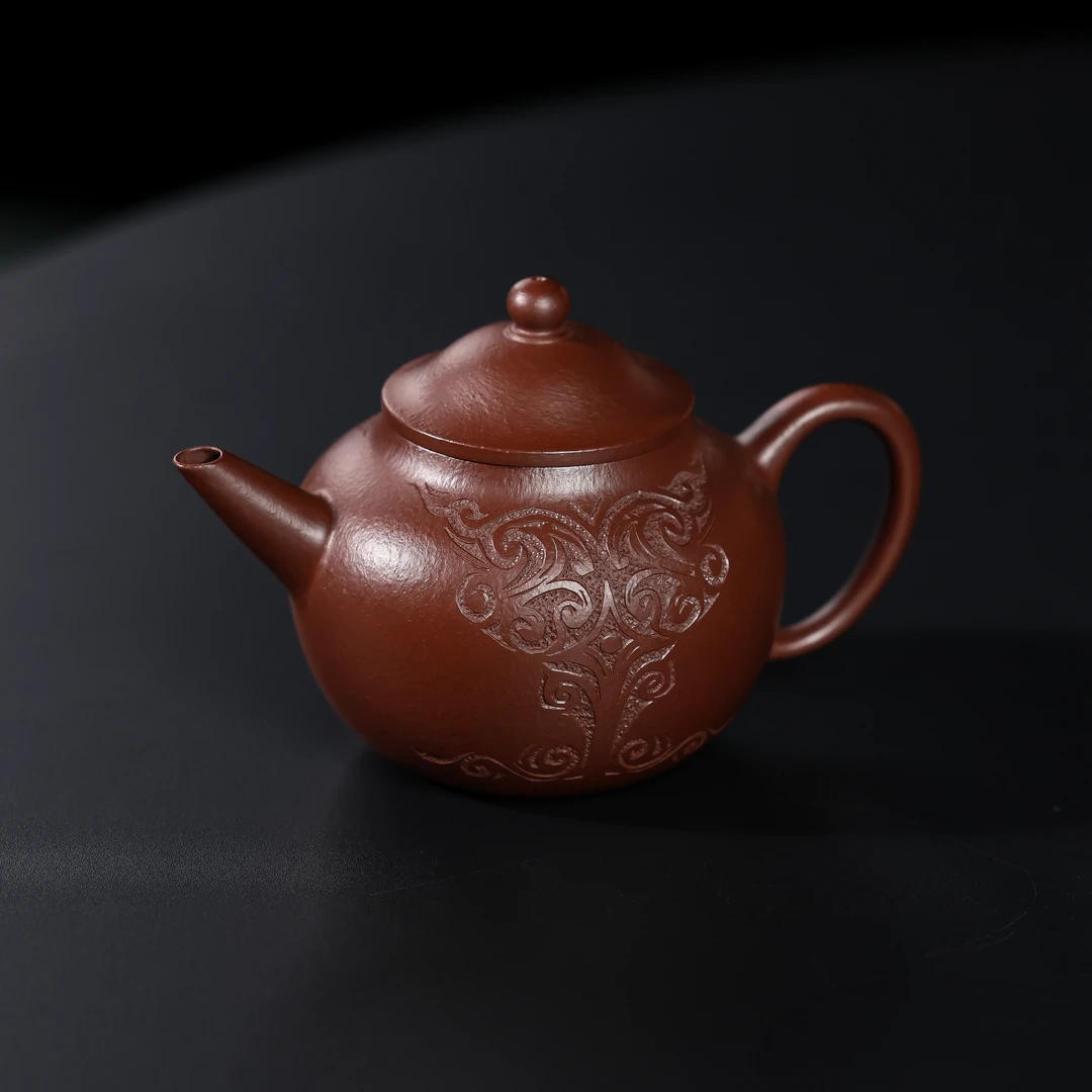 汪汪茶器 水平（囚牛纹） 紫袍玉砂  家用紫砂壶