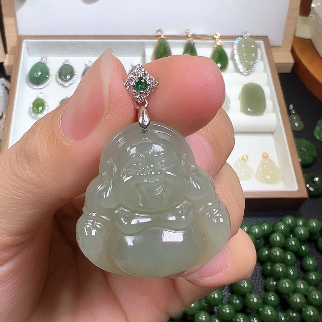 和田玉银S925镶嵌颈饰