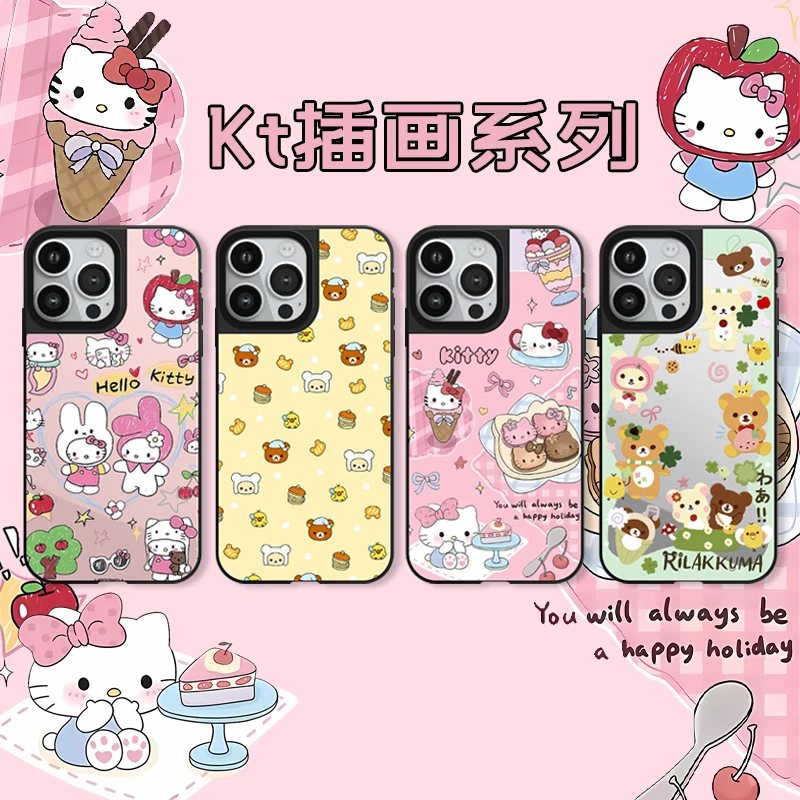 【YAA专属】新款KT插画系列适用苹果手机壳亚克力iphone16镜面壳