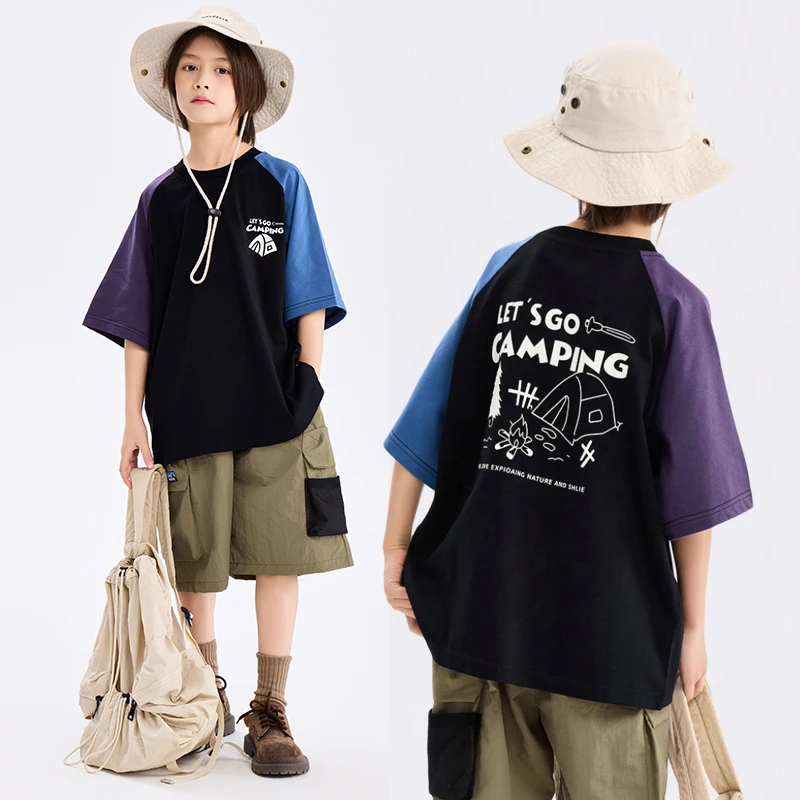 2025夏装男女童露营短袖T恤