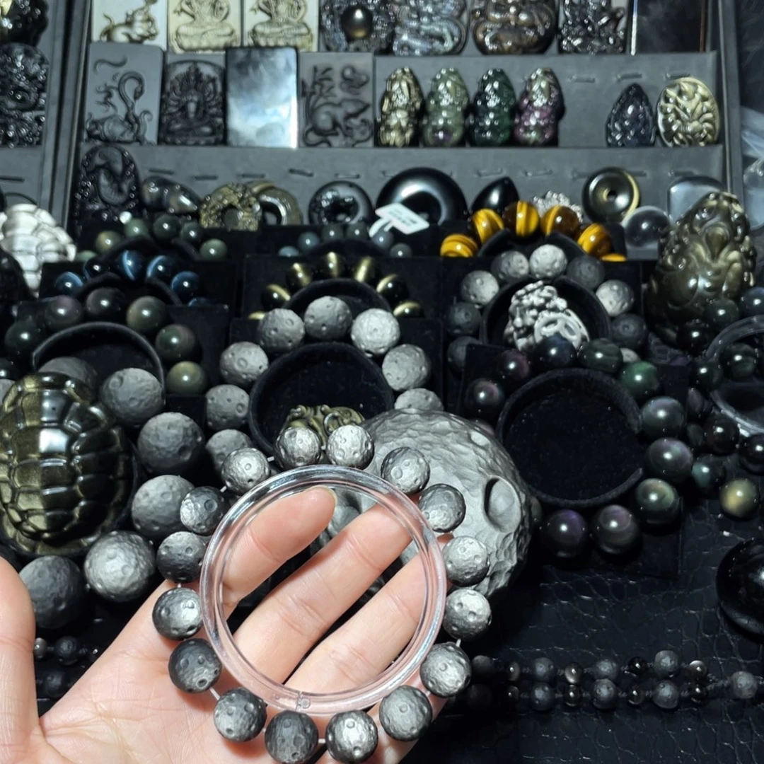 善***良黑曜岩未镶嵌珠宝奇石