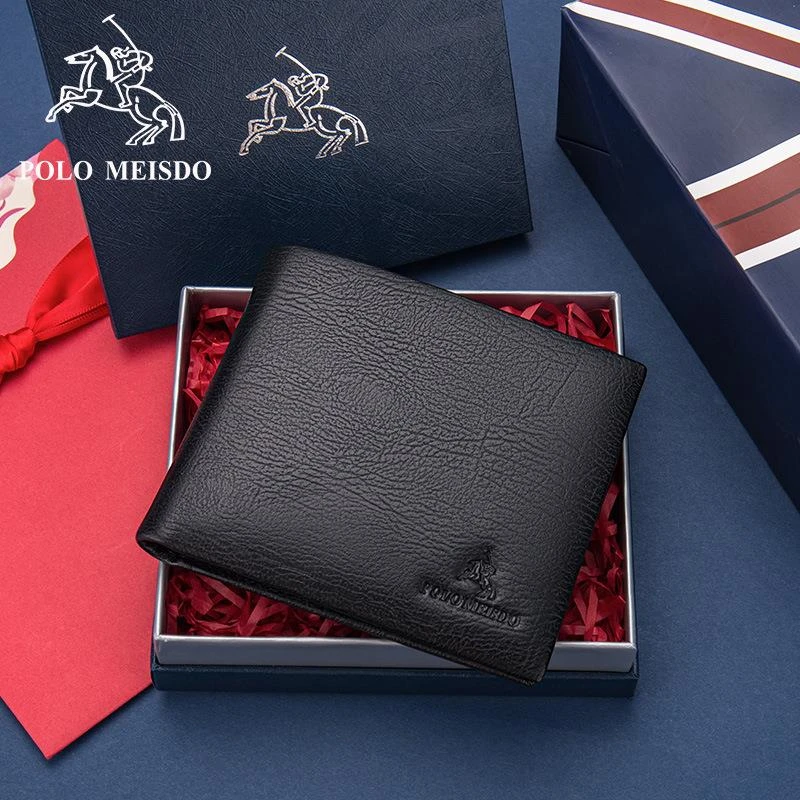 保罗美思得正品头层牛皮真皮男士钱包短款奢侈品牌男钱夹轻奢高档