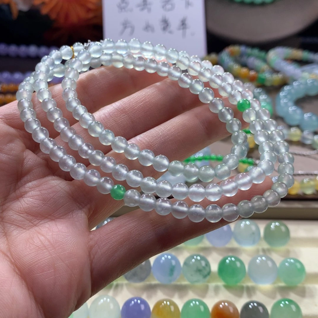 翡翠手链未镶嵌木那玻璃晴水项链卡5.15