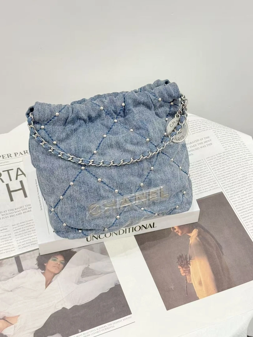未使用 Chanel/香奈儿 24S 22bag mini丹宁牛仔铆钉 全套 拍送定