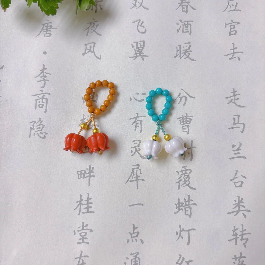 原创小花苞跑环小滴溜diy手链项链吊坠挂件双花朵提溜配件配饰