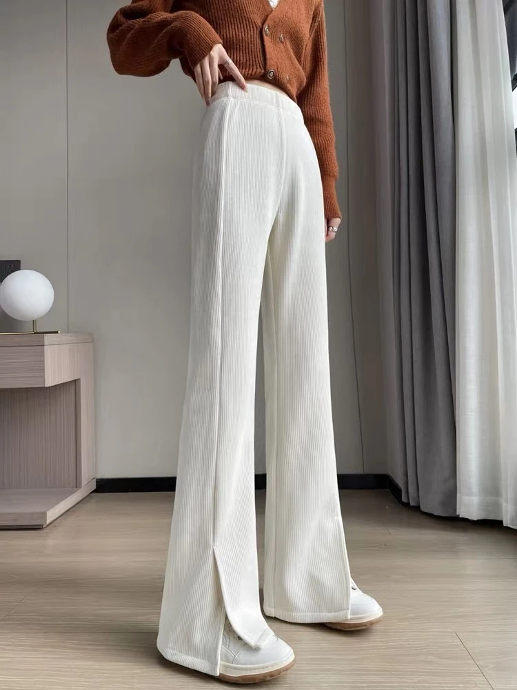 006#【裤长96左右】设计感开叉窄版阔腿裤拖地长裤垂感休闲直筒裤子