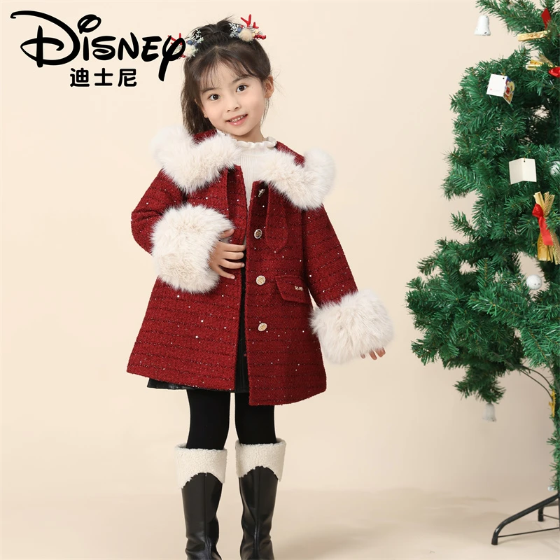 【TQ】Disney/迪士尼女童冬款新款休闲洋气条纹大衣外套XCR4SJ008