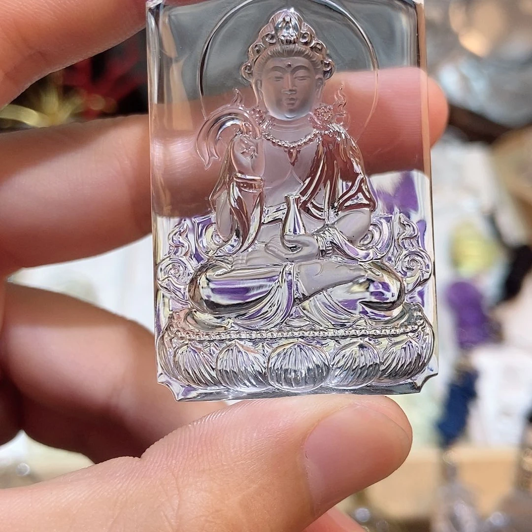 木白水晶净瓶观音吊坠