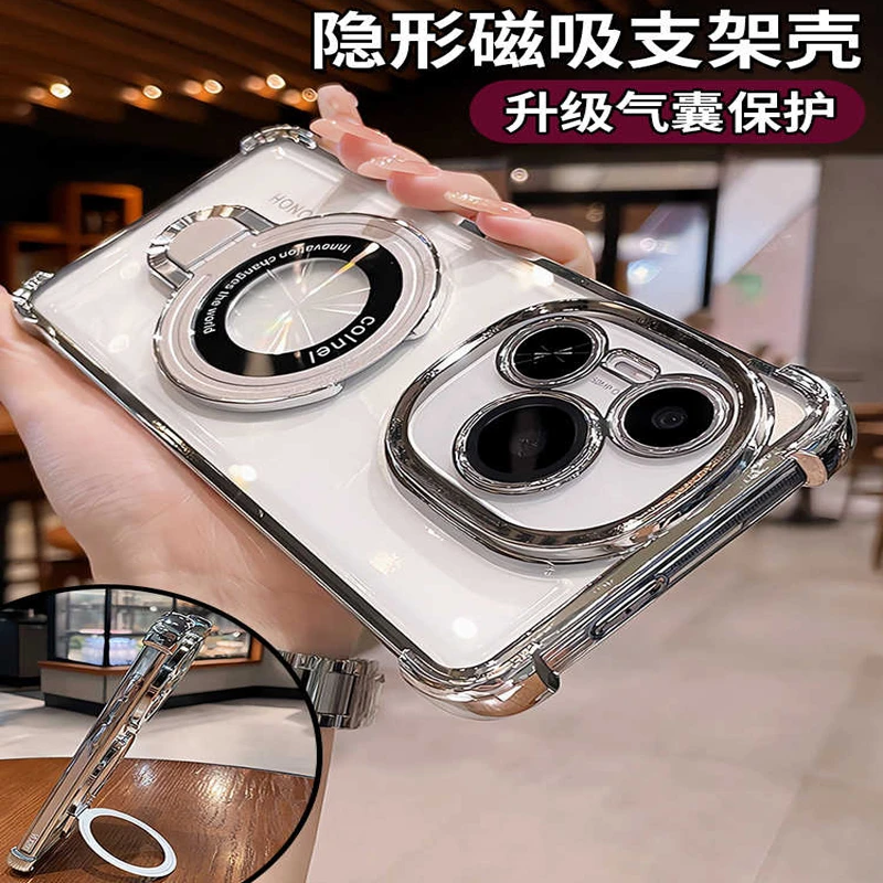磁吸带支架适用荣耀power手机壳华为荣耀power镜头全包防摔气囊套