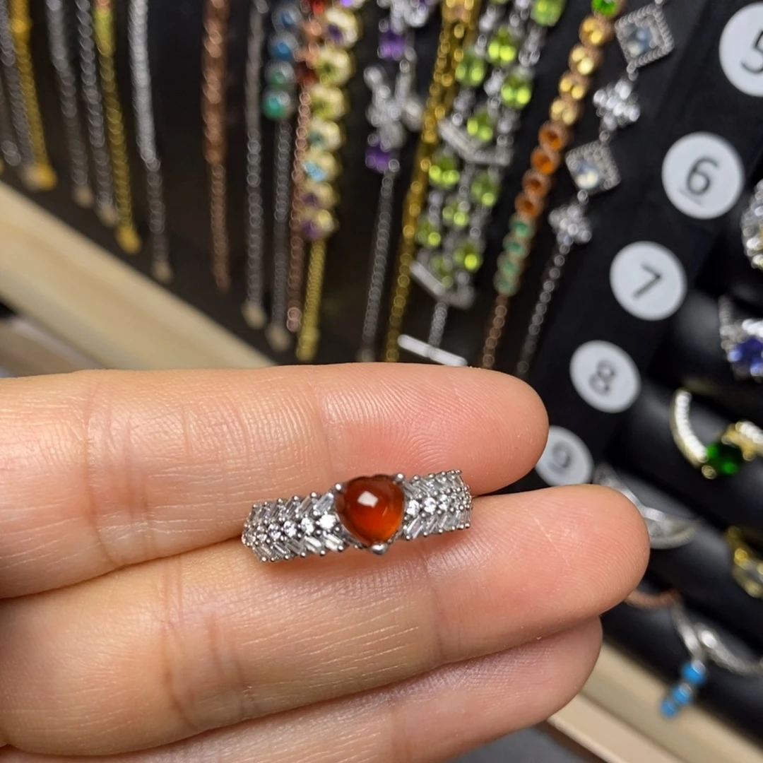 石榴石（芬达石）银S925镶嵌戒指