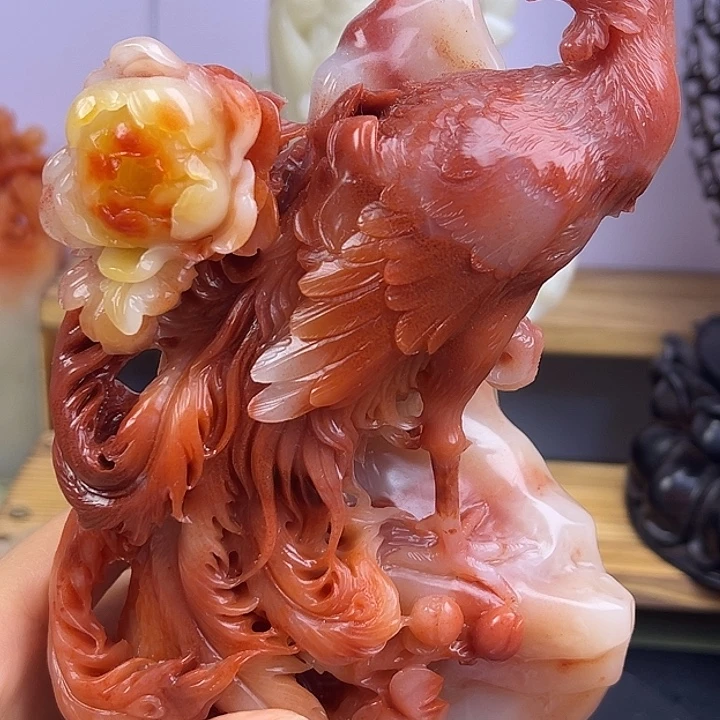 景***家寿山石寿山石凤凰摆件