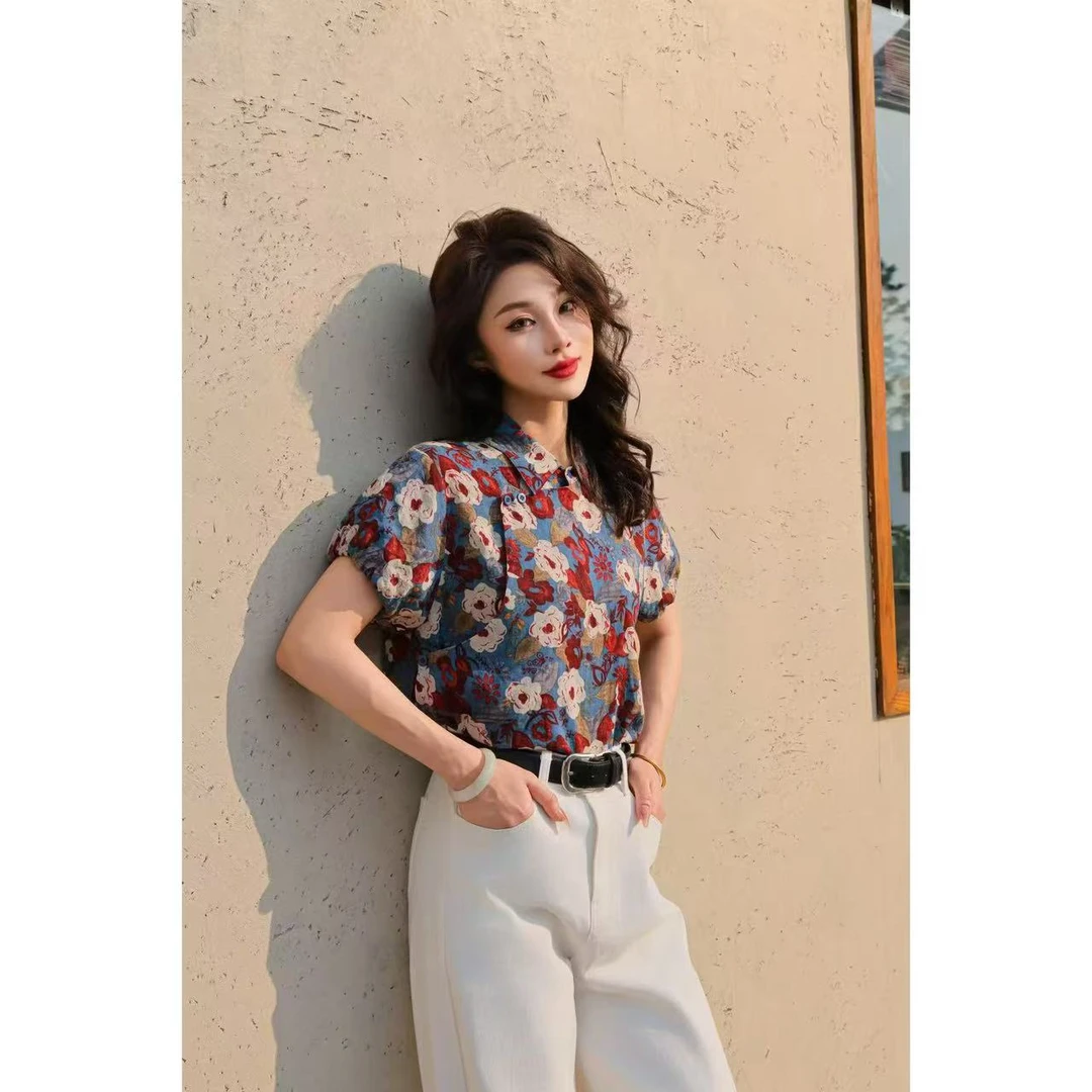 【蒙古丽人】【民族原创】高级定制港风碎花短袖