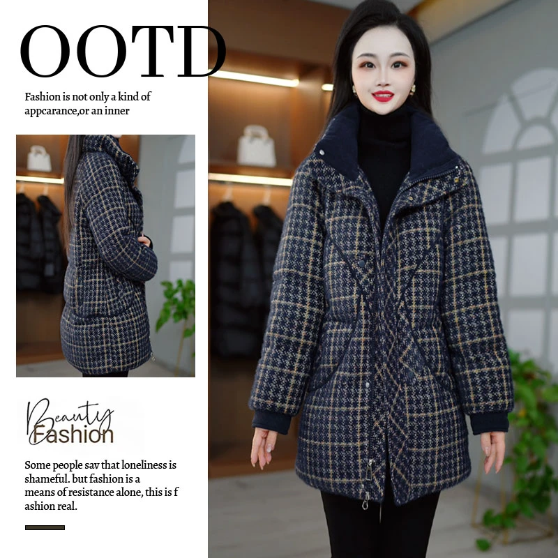 设计感时尚中长款羽绒棉服女2025冬季新款小个子减龄显瘦保暖外套