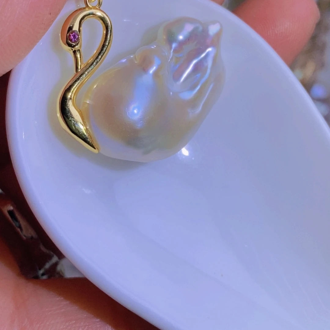 银S925镶嵌天然淡水珍珠淡水珍珠