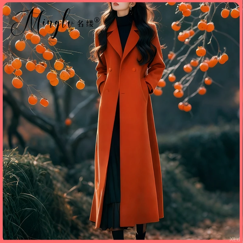 时尚女装高级感加厚毛呢外套长款2025名缕气质韩版修身冬季新款女