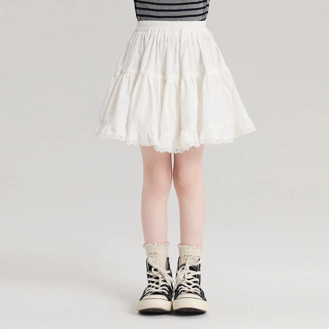 女童洋气裙子2025夏季新款儿童甜美女孩夏装中大童白色纯棉短裙